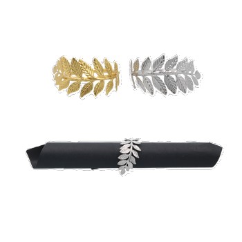4PC NAPKIN RING LEAF GOLD/SILVER CHOMIK