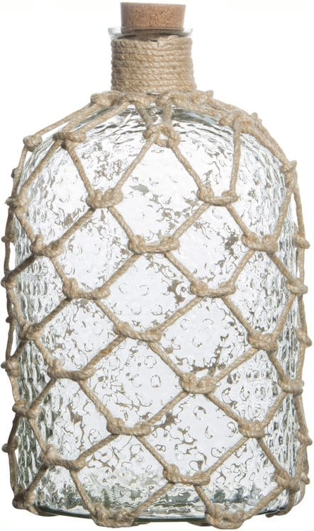 15"H CLEAR BOTTLE WITH WHITE JUTE