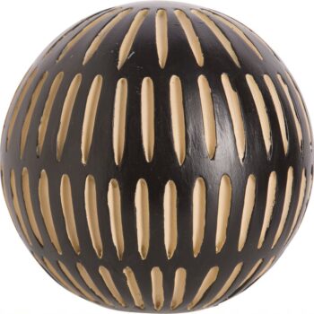 4" BLACK & GOLD STRIPE RESIN ORB