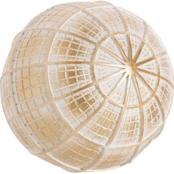4" WHITE AND GOLD RESIN ORB