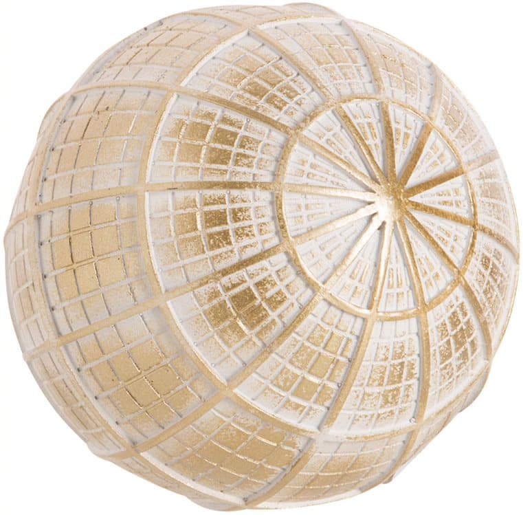 4" WHITE AND GOLD RESIN ORB