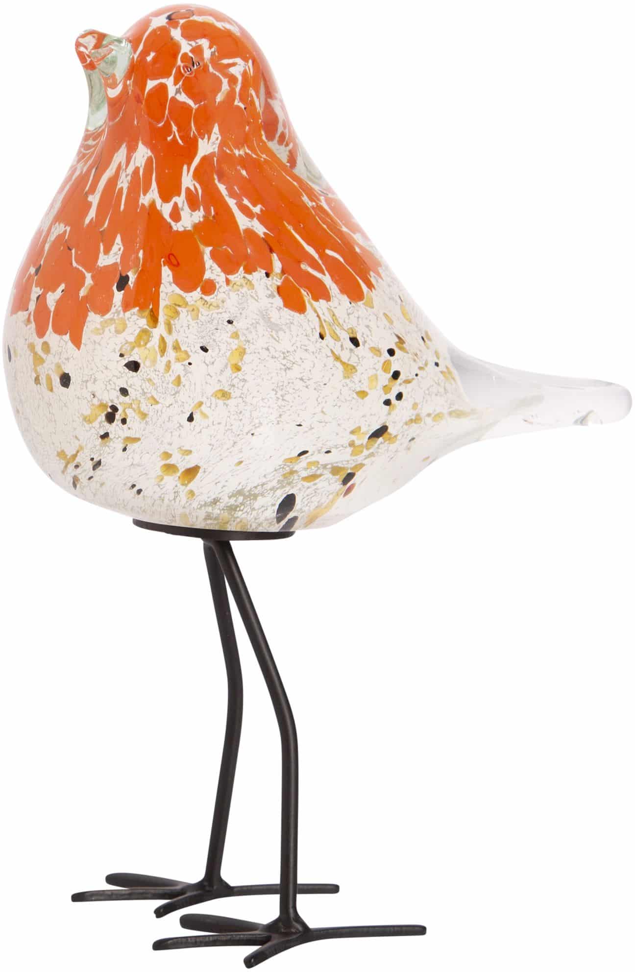 6.75"H ORANGE SPECKLED GLASS BIRD