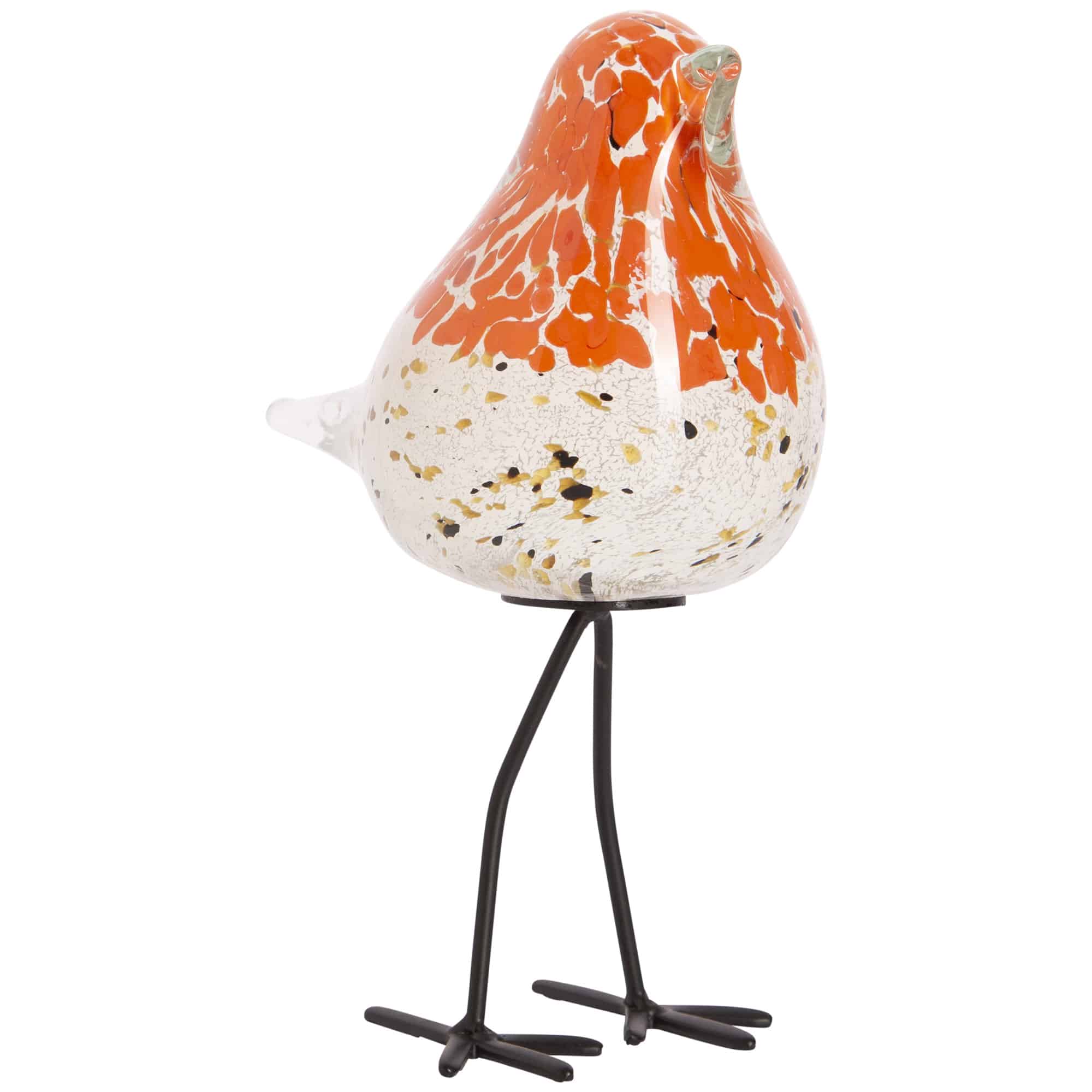 6.75"H ORANGE SPECKLED GLASS BIRD - Image 2