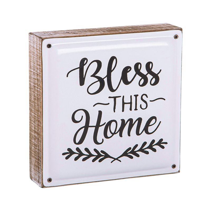 6X6 BLESS THIS HOME WOOD ENAMEL SIGN