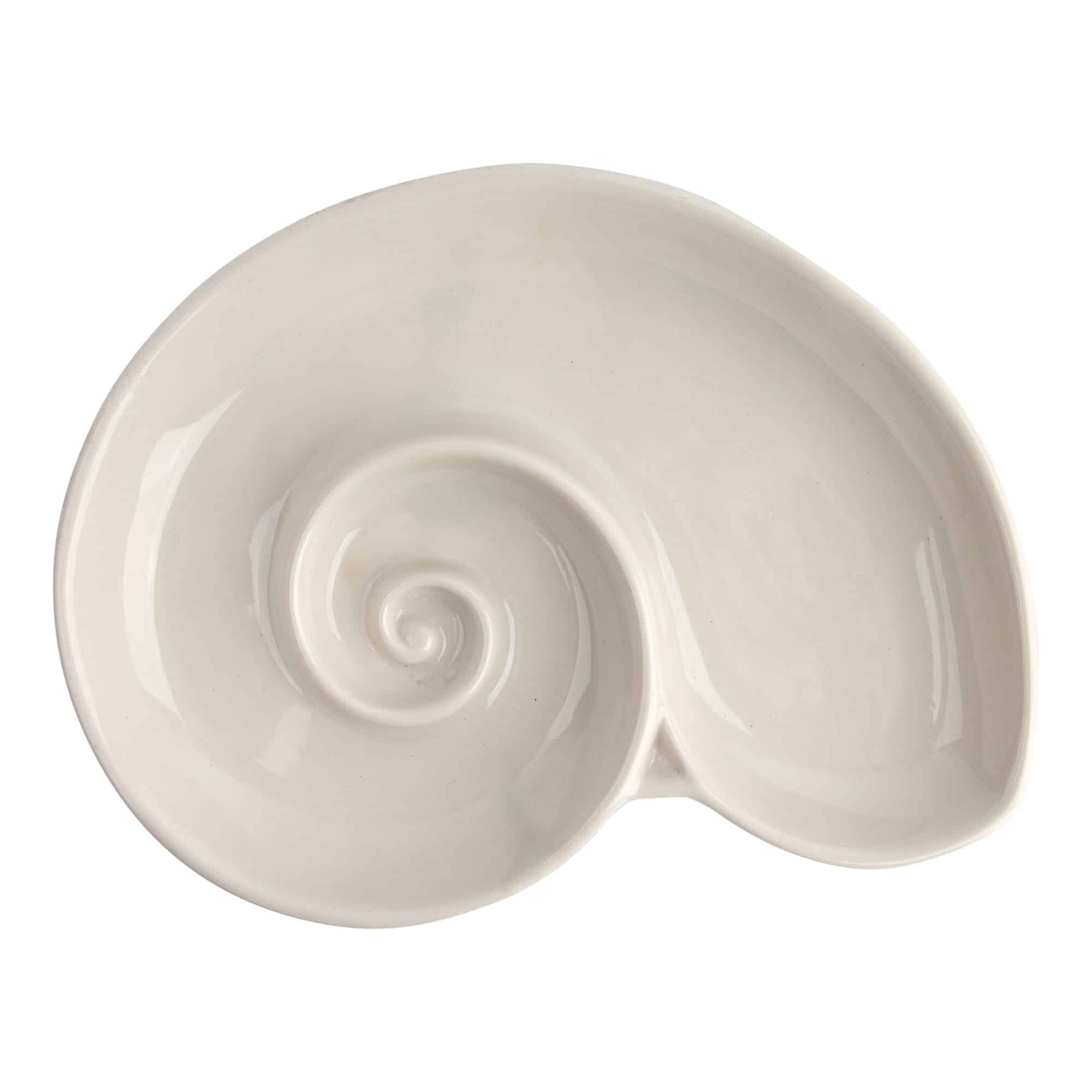 9" WHITE CONCH CERAMIC PLATE - Image 2