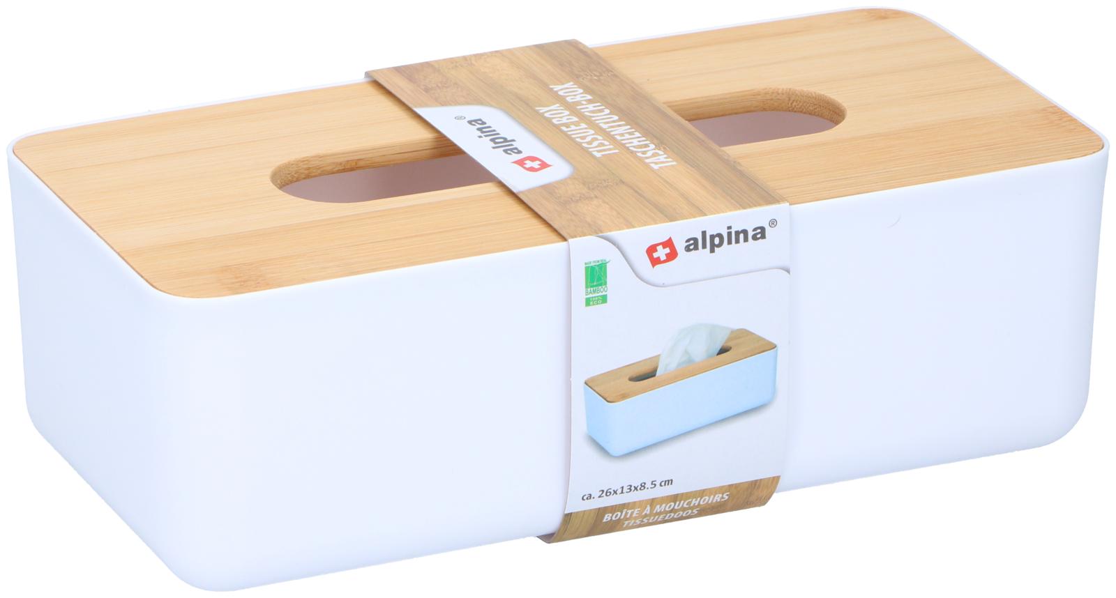 TISSUE BOX HOLDER W/WOODEN LID ALPINA
