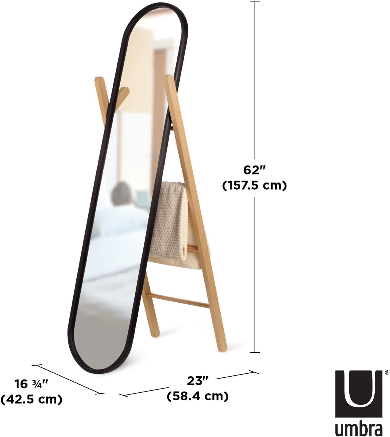 UMBRA HUB FLOOR LENGTH MIRROR - Black - Image 2